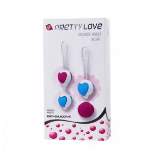 Kit Bola Kegel Para a Prática do Pompoarismo Com 4 Pesos Diferentes Em Silicone - Kegel Ball Pretty Love